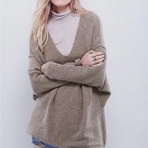 Free People wool/yak V-neck tan sweater